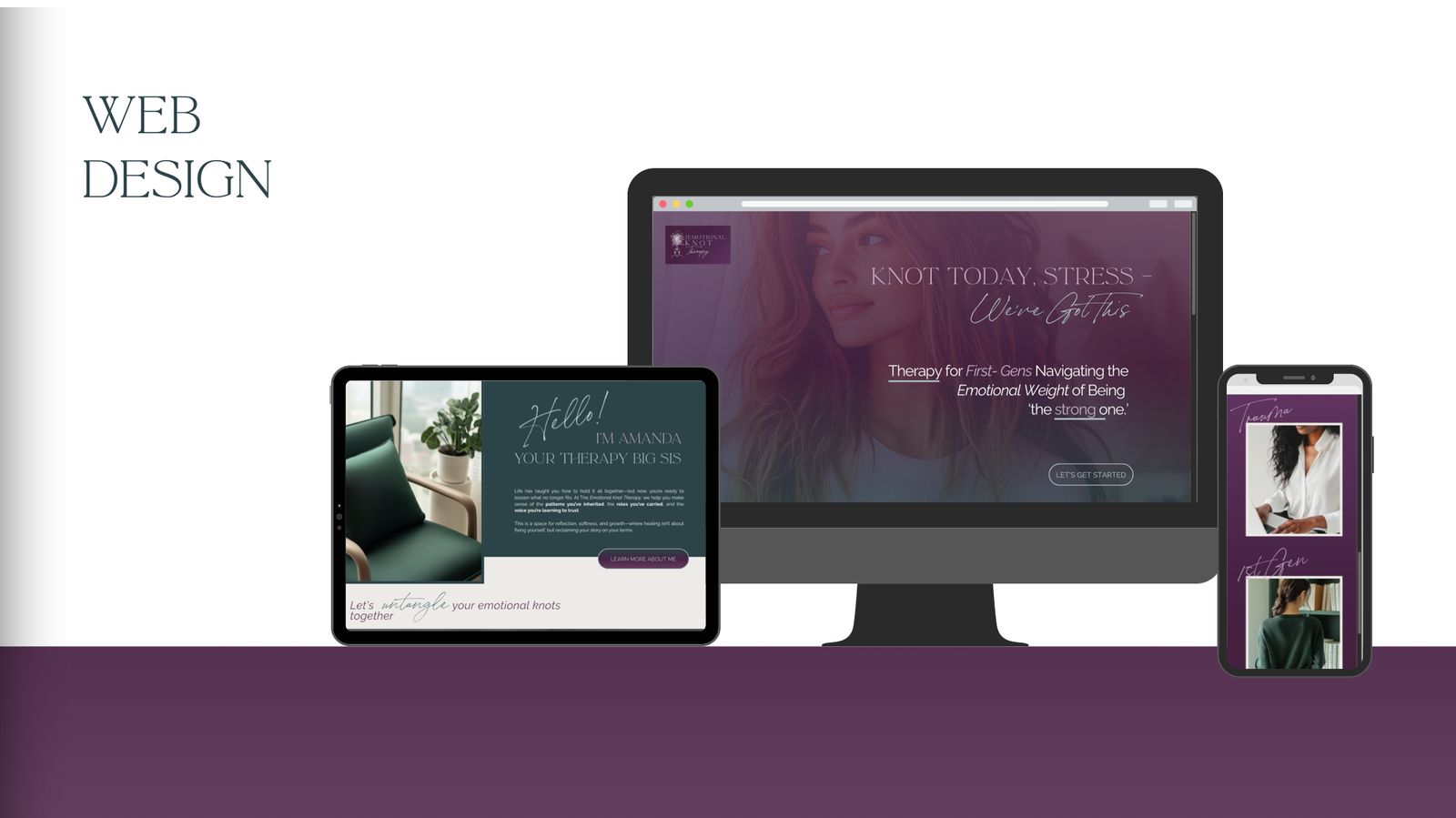 Brand guidelines page showing the website design on a desktop, laptop, tablet and phone.
