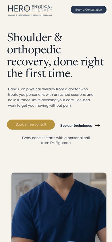 Hero Physical Therapy on a phone.