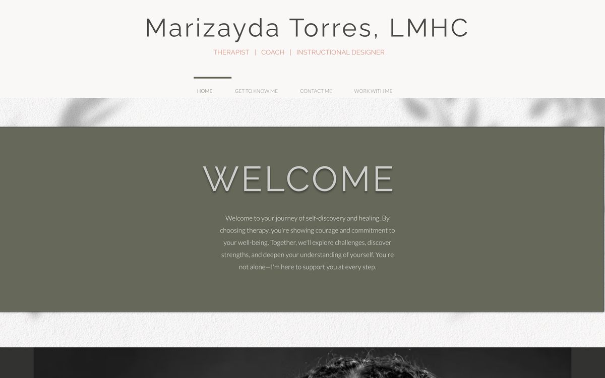 Mari's first site from April 2024, with a sage Welcome banner.