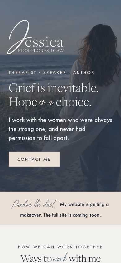 Jessica's landing page on a phone.