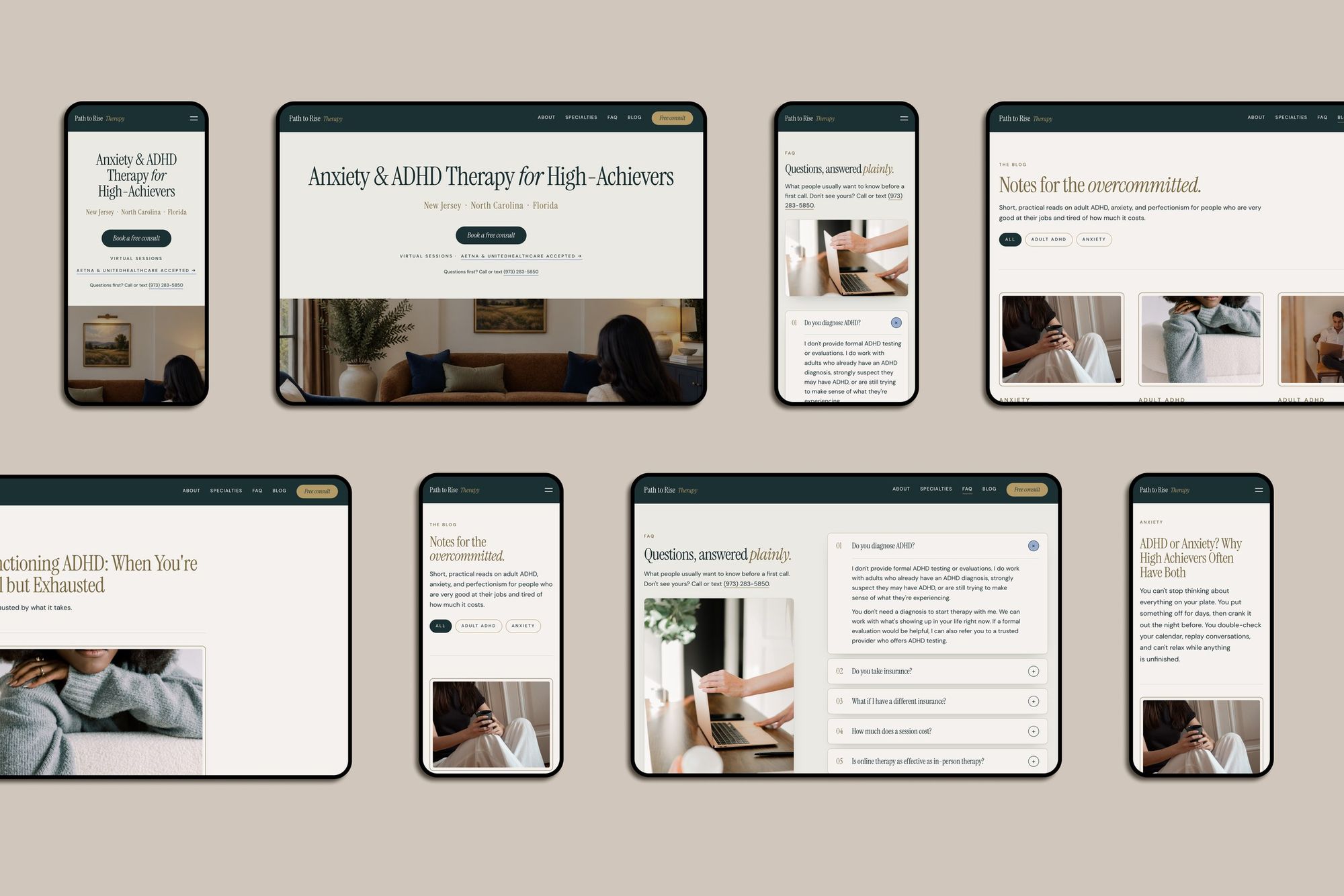 The new Path to Rise site on four phones and four tablets.